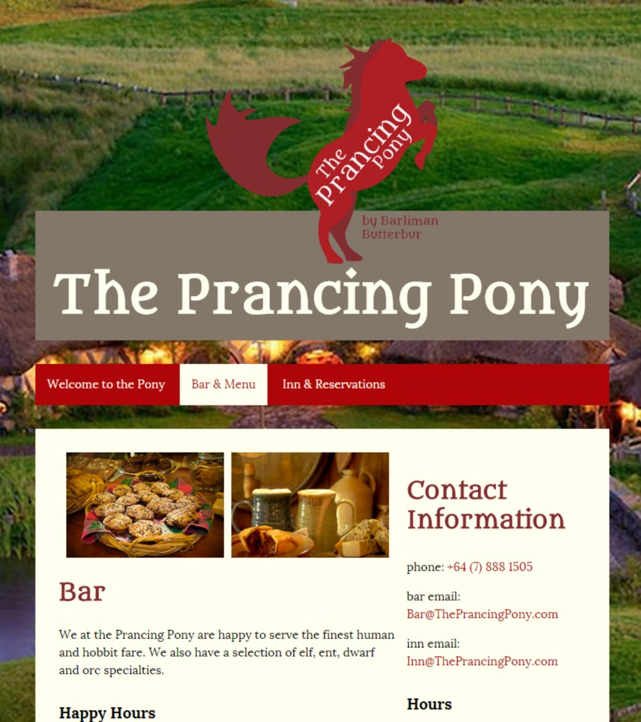 Prancing Pony Website Preview