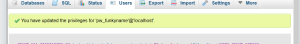 PHPMyAdmin Edit Database Privileges success message
