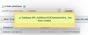PHPmyAdmin Database created popup