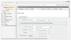 PHPmyAdmin Add User page