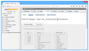 PHPmyAdmin Edit privileges page