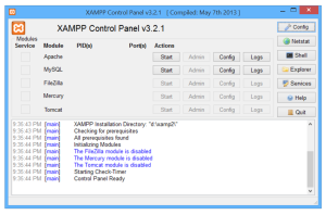 Xampp control panel start up