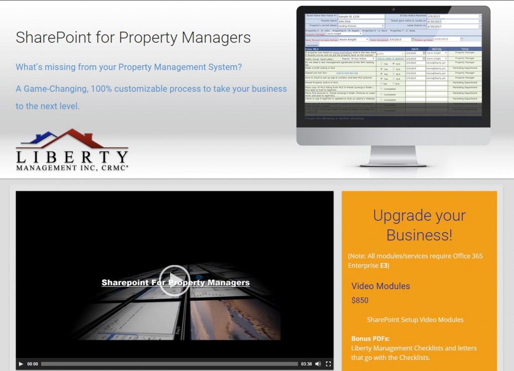 SharePoint for Property Managers website preview SharePoint for Property Managers website preview